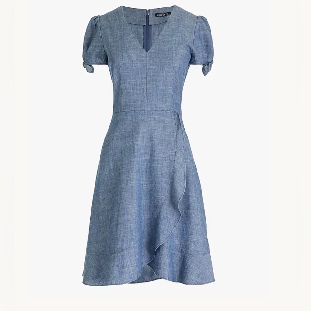 J. Crew Faux-Wrap Chambray Dress